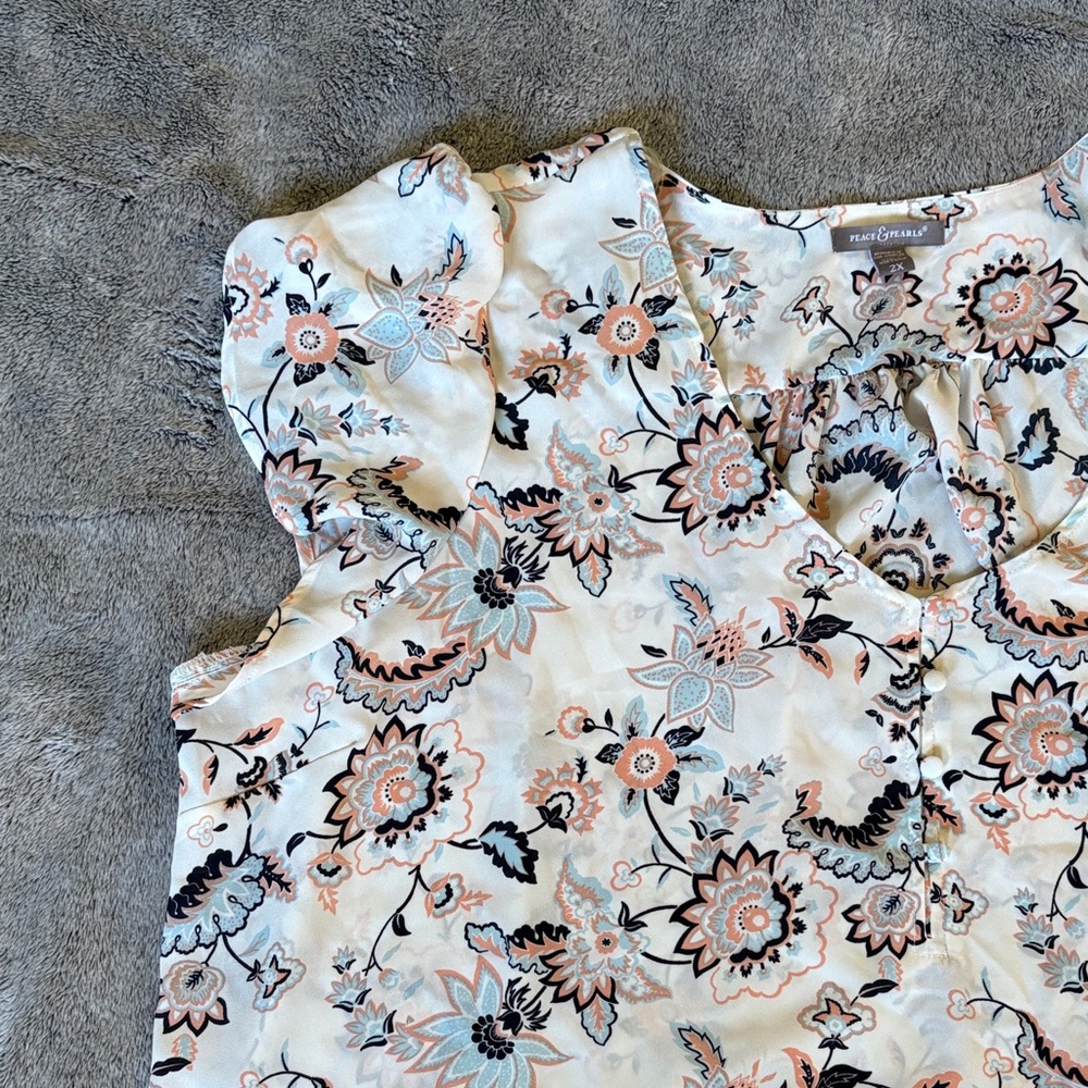 Floral Print Women's Blouse 2X